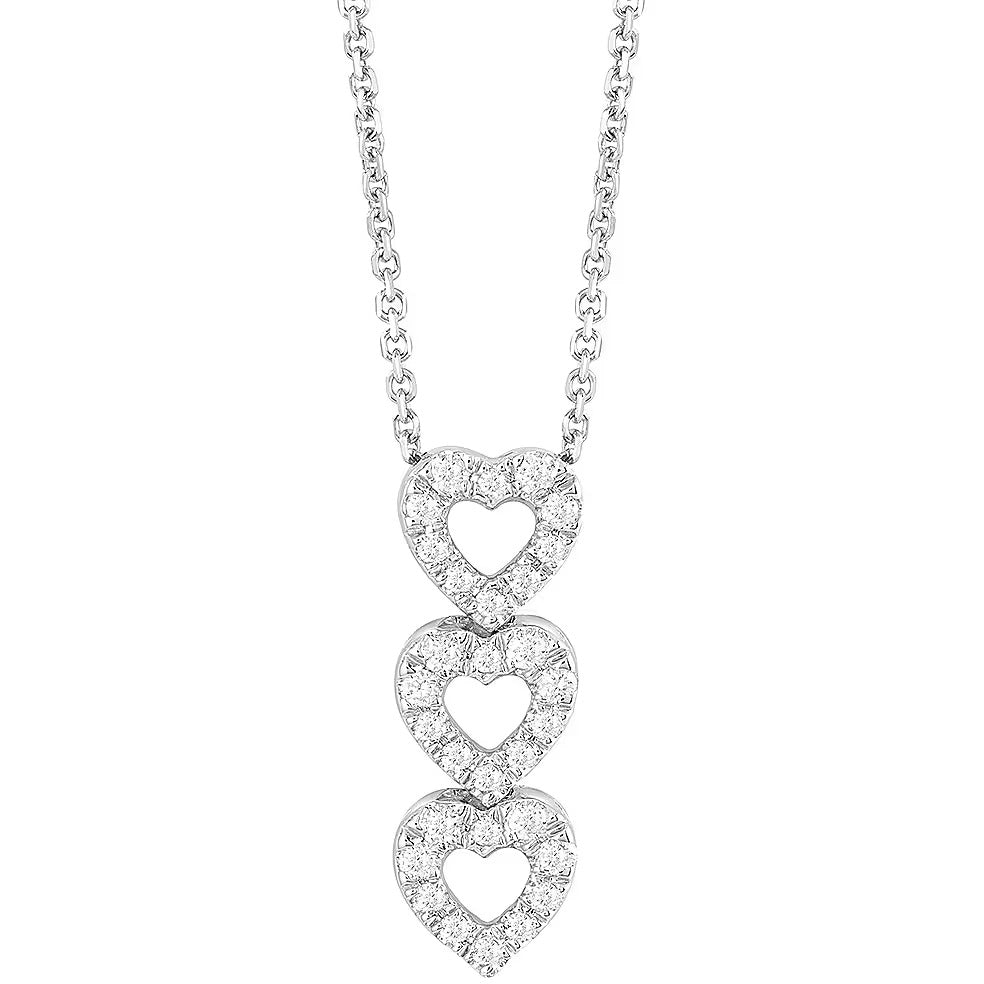 Girocollo Bliss Cuori in oro bianco con tre cuori di diamanti