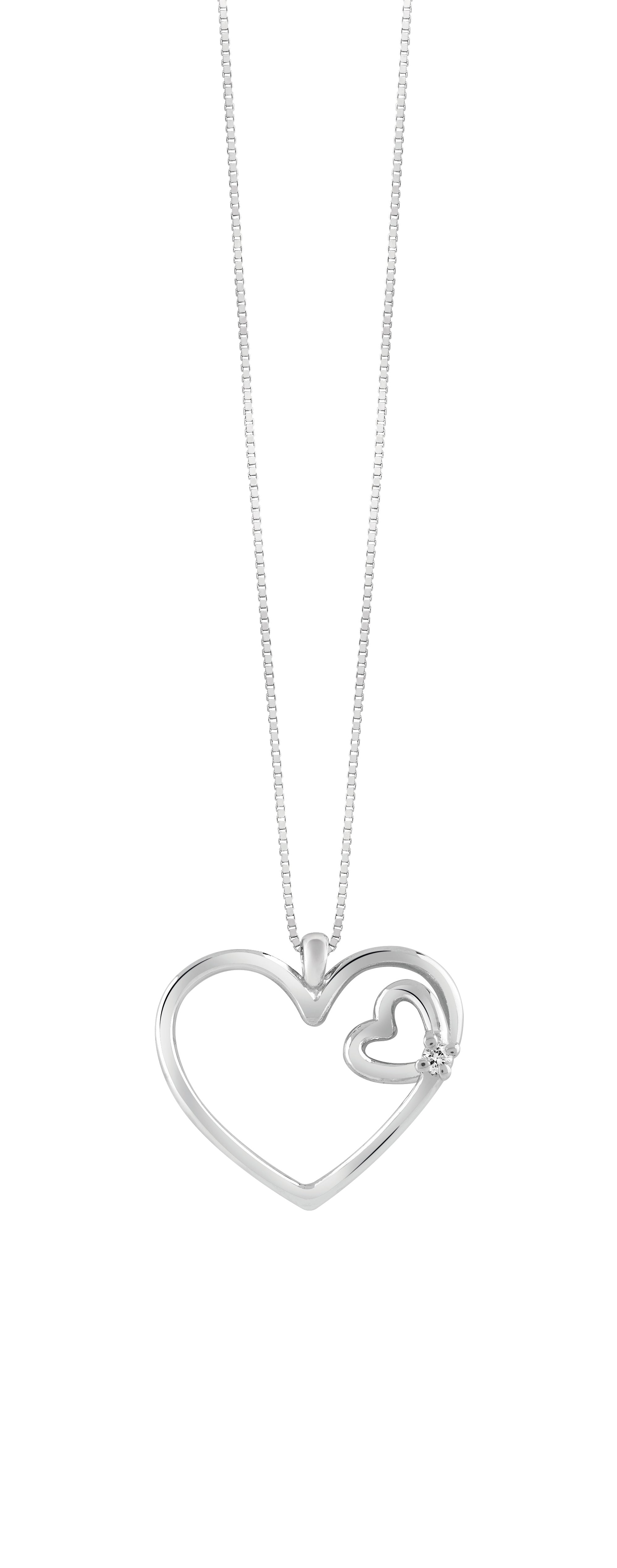 Girocollo Bliss Cuori in oro bianco con diamante