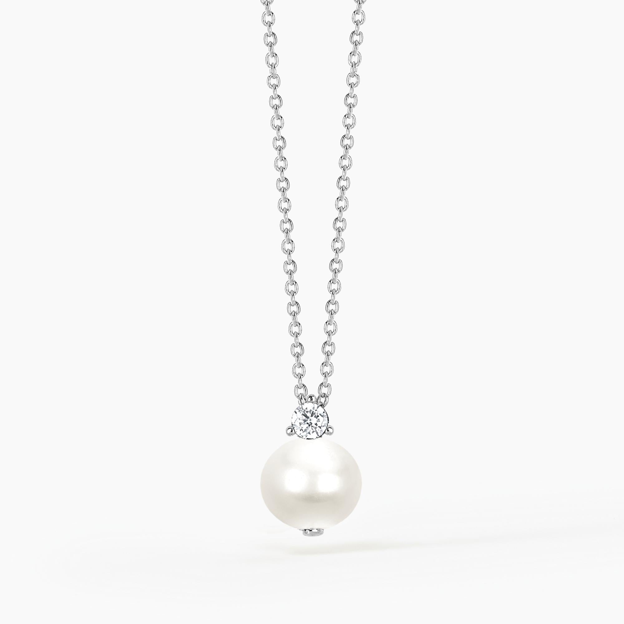 Girocollo Mabina in argento con perla e zircone