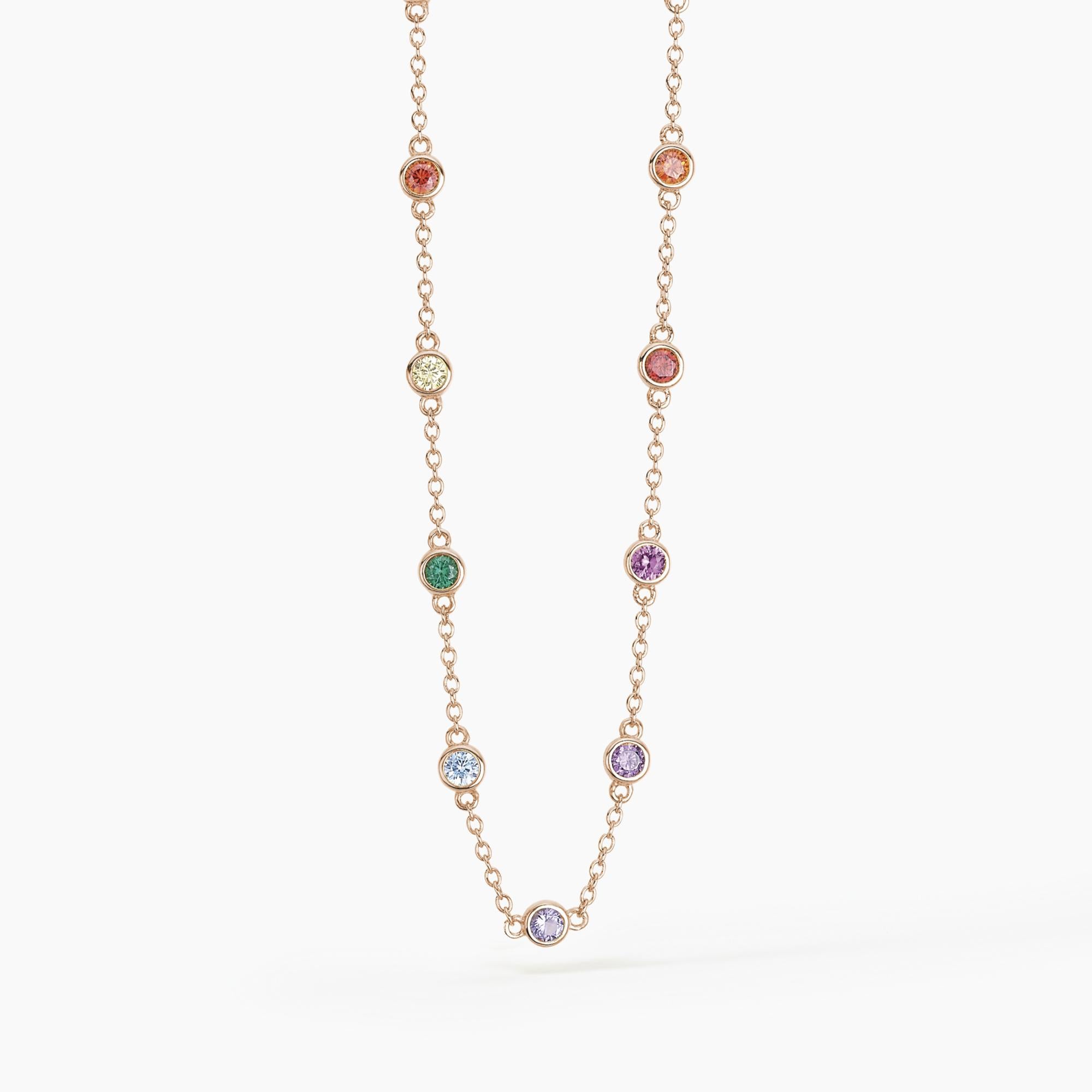 Collana Mabina in argento rosato con zirconi multicolor