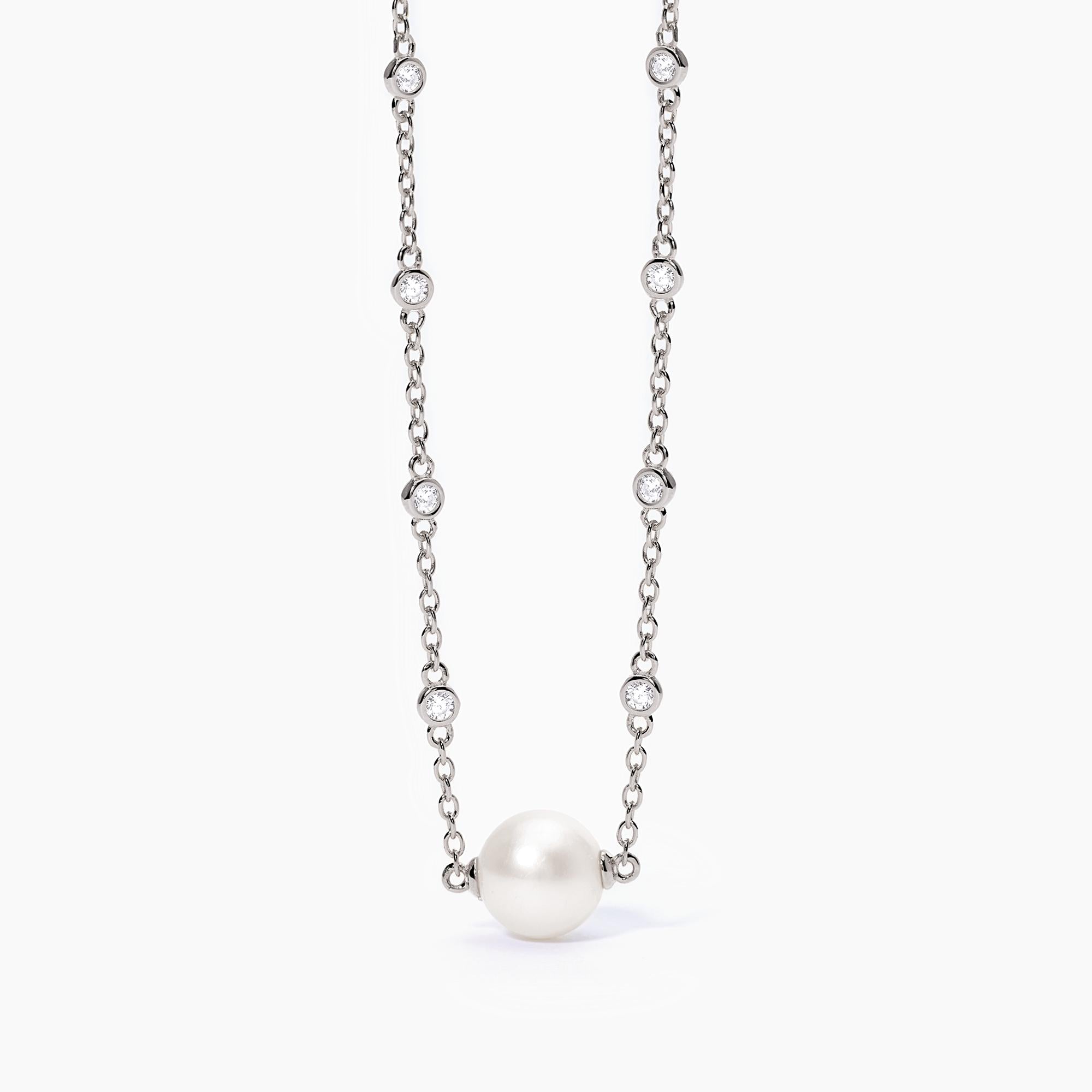 Girocollo Mabina in argento con perla e zirconi