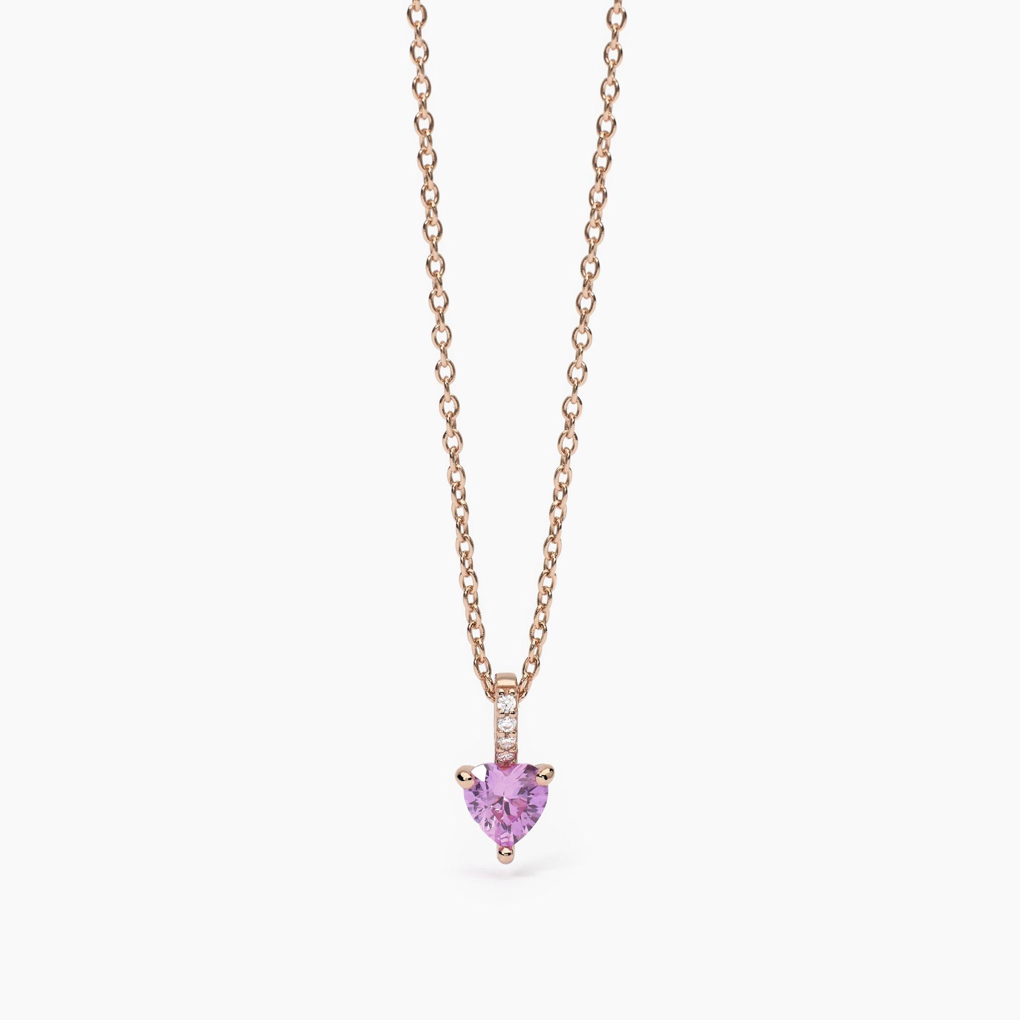 Girocollo Mabina in argento laminato rosa con tormalina sintetica taglio cuore