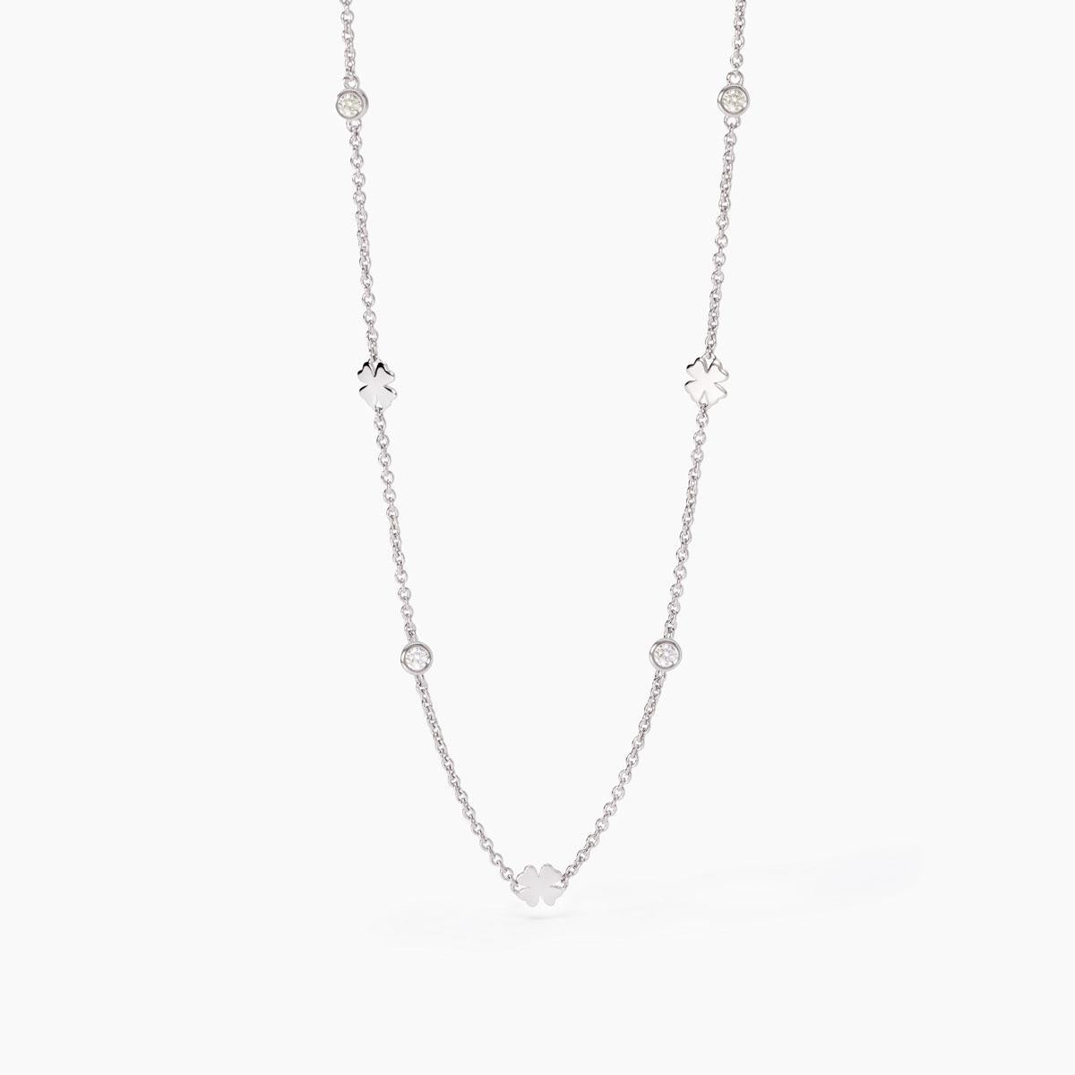 Girocollo Mabina in argento con quadrifogli e zirconi
