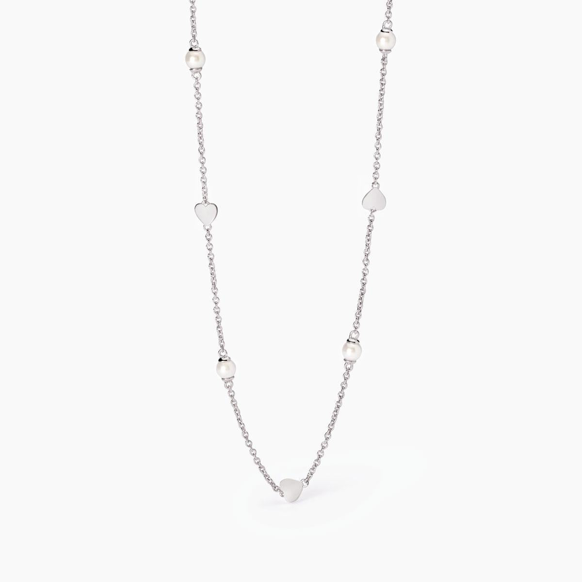 Girocollo Mabina in argento con cuori e perle