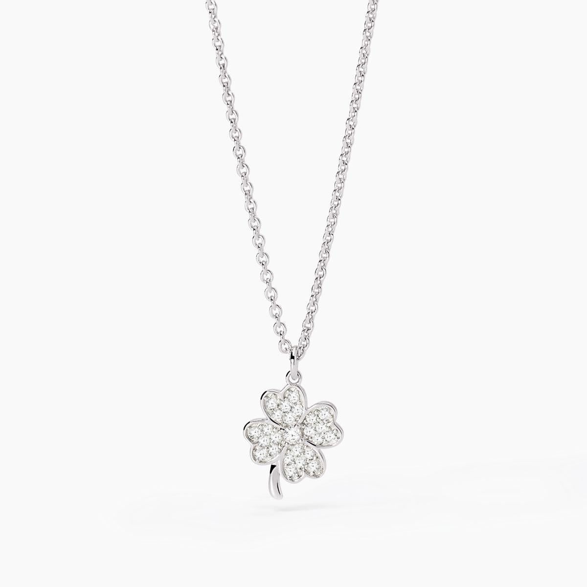 Girocollo Mabina in argento con quadrifoglio in zirconi