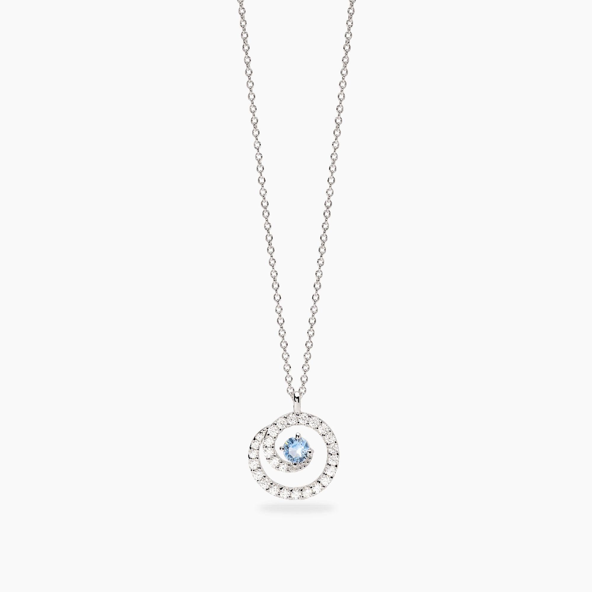 Collana Mabina in argento con acquamarina sintetica e zirconi