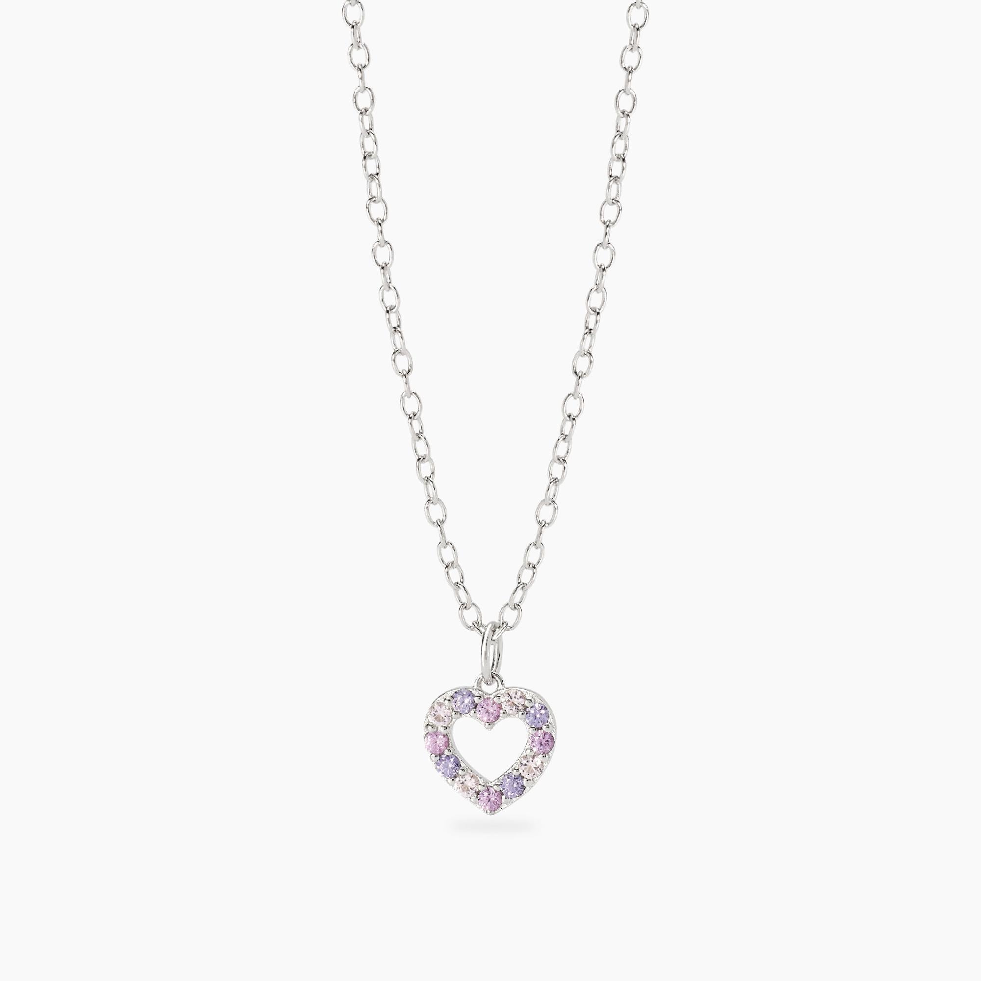 Collana Mabina in argento con cuore di pietre colorate