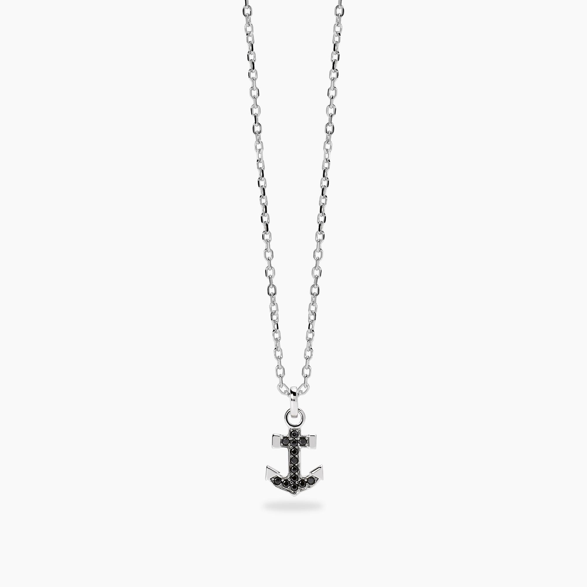 Collana Mabina in argento con ancora di zirconi neri