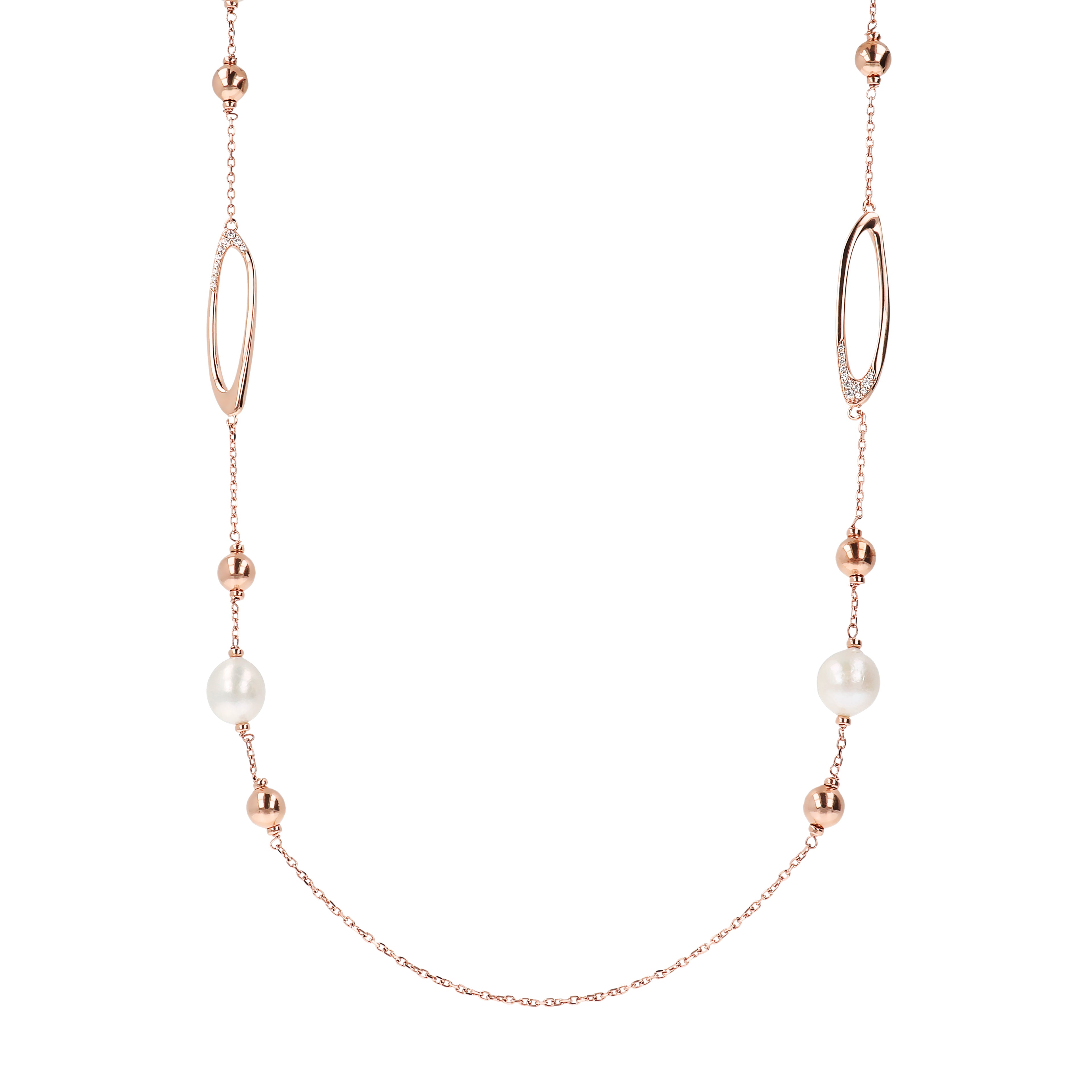 Collana Bronzallure golden rosé con perle