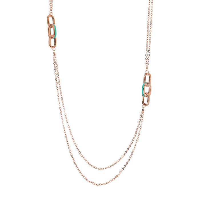 Collana Bronzallure multifilo doppia con maglie ovali smaltate