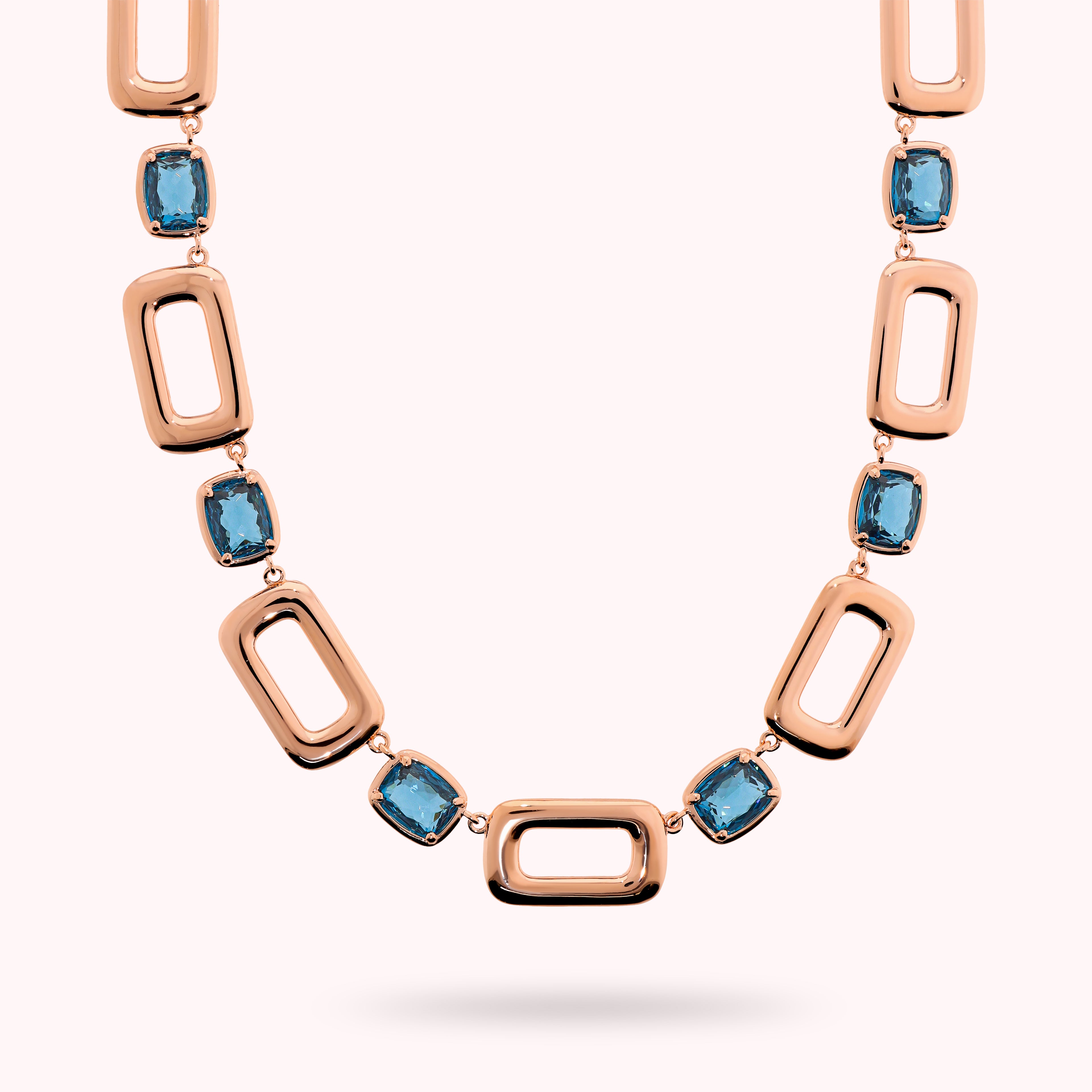 Collana Bronzallure golden rosè con pietre azzurre