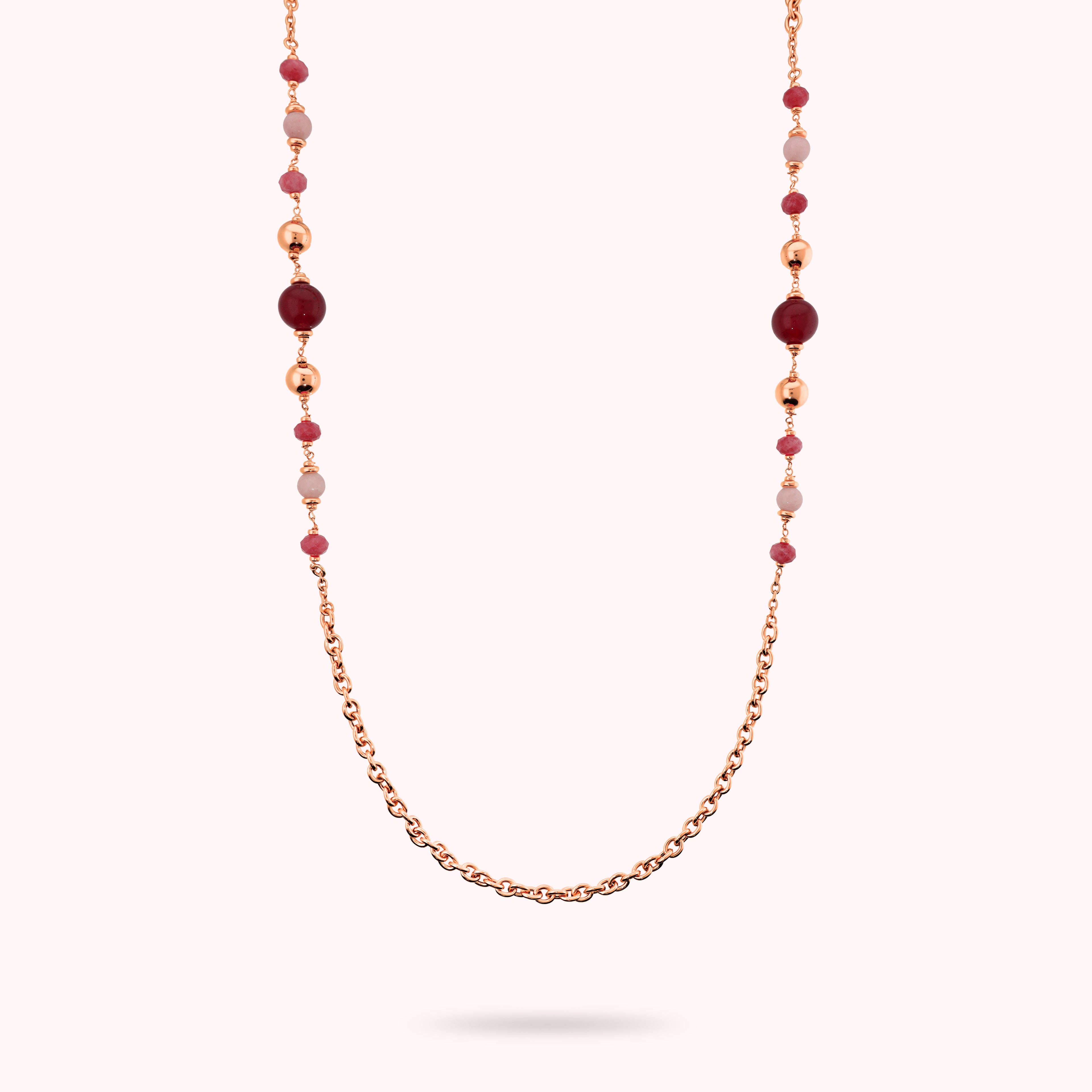 Collana Bronzallure golden rosè con quarzite rosa