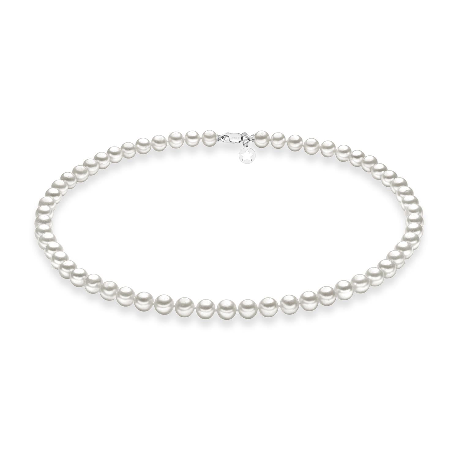 Girccollo Comete in oro bianco 18K con perle e chiusura in argento a forma di stella