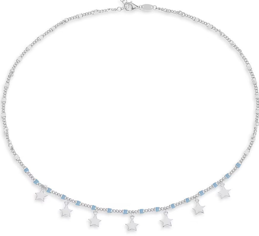 Collana Comete in argento con stelle e smalto azzurro