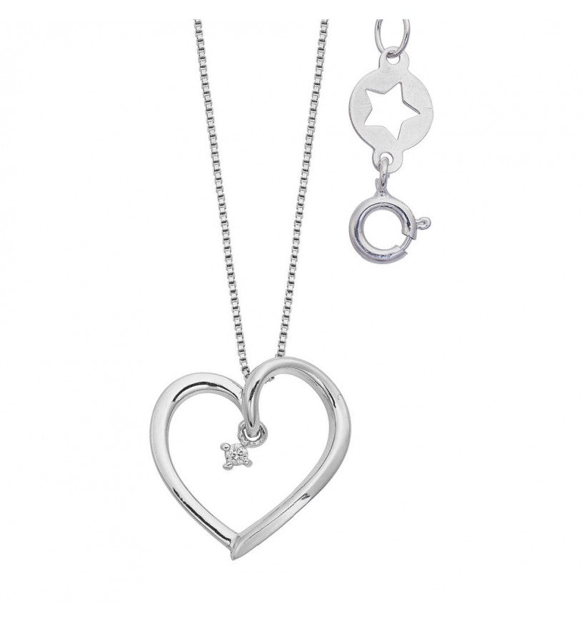 Collana Comete in oro bianco 18K con diamanti a forma di cuore
