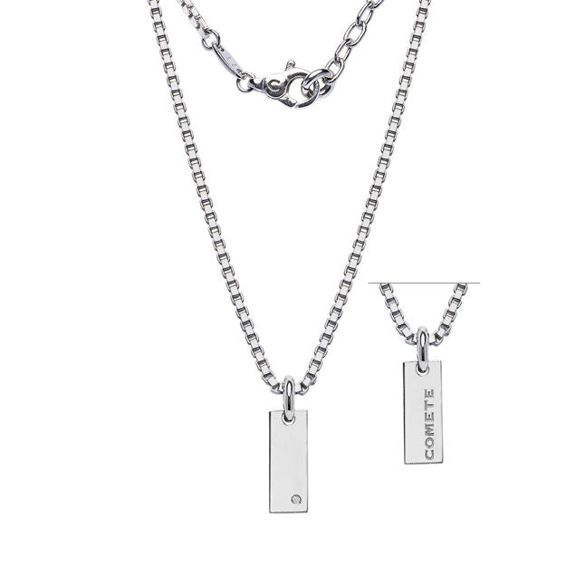Collana Comete in argento con piastra e diamante