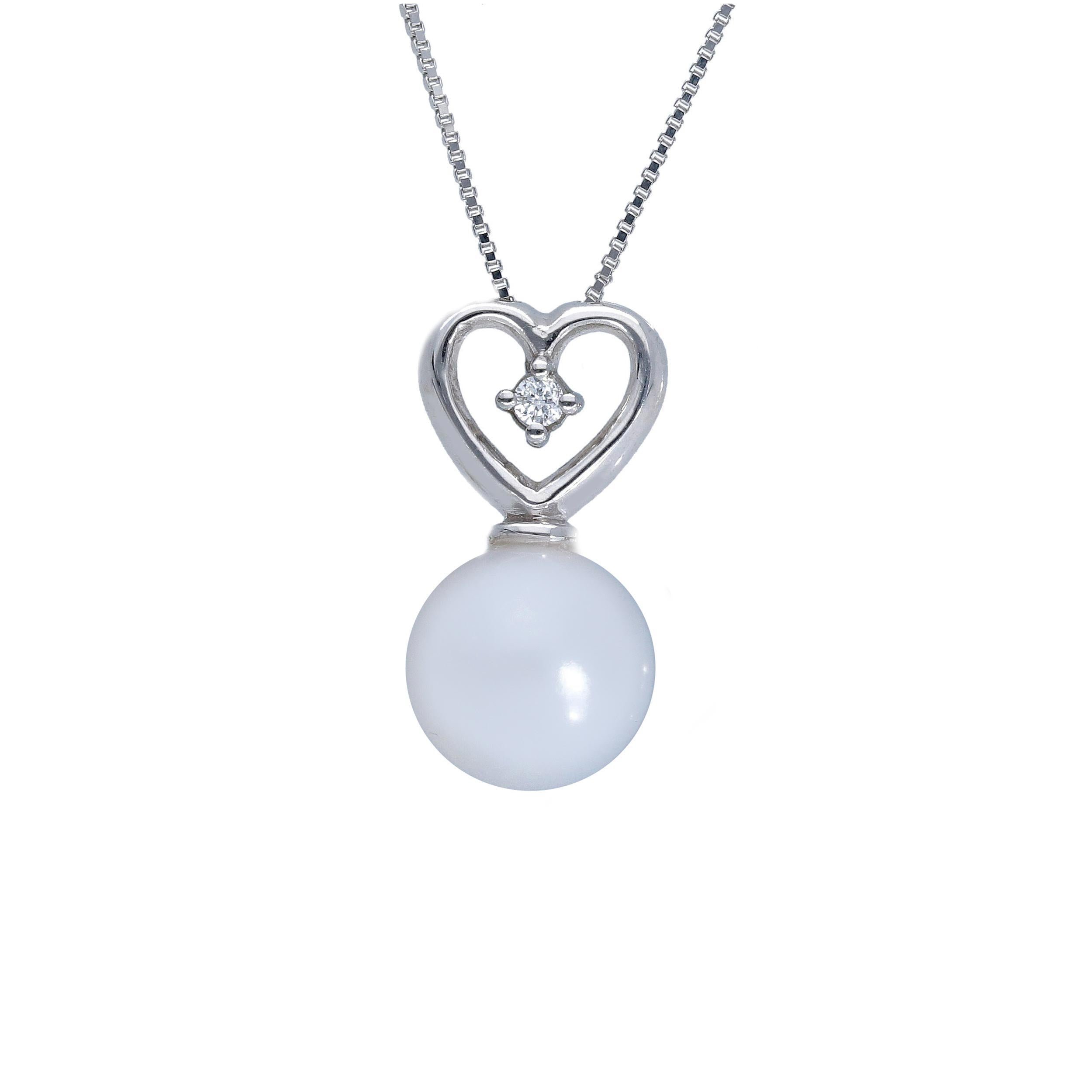 Girocollo Abeni in oro bianco con perla e diamante