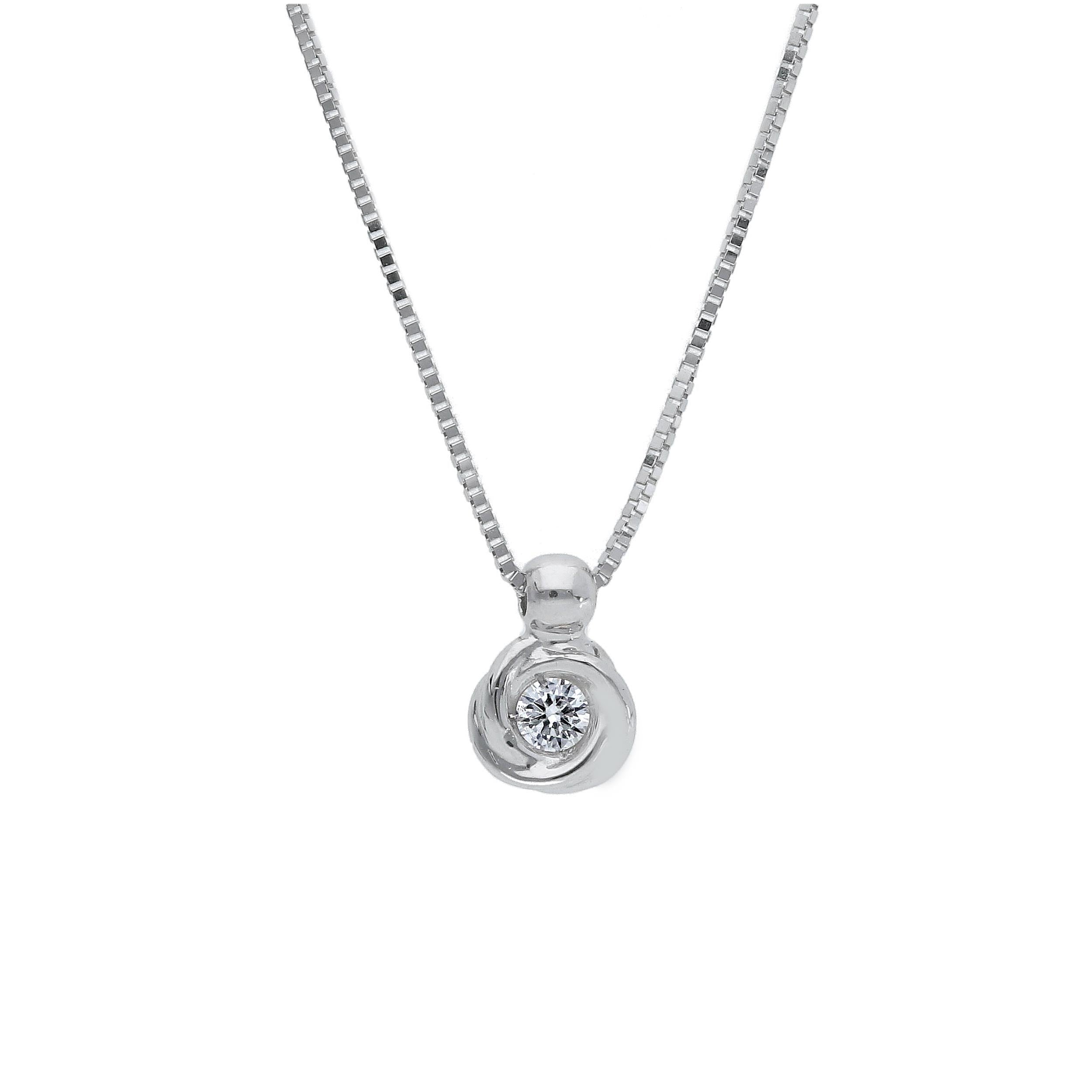 Girocollo Abeni in oro bianco con diamante punto luce solitario