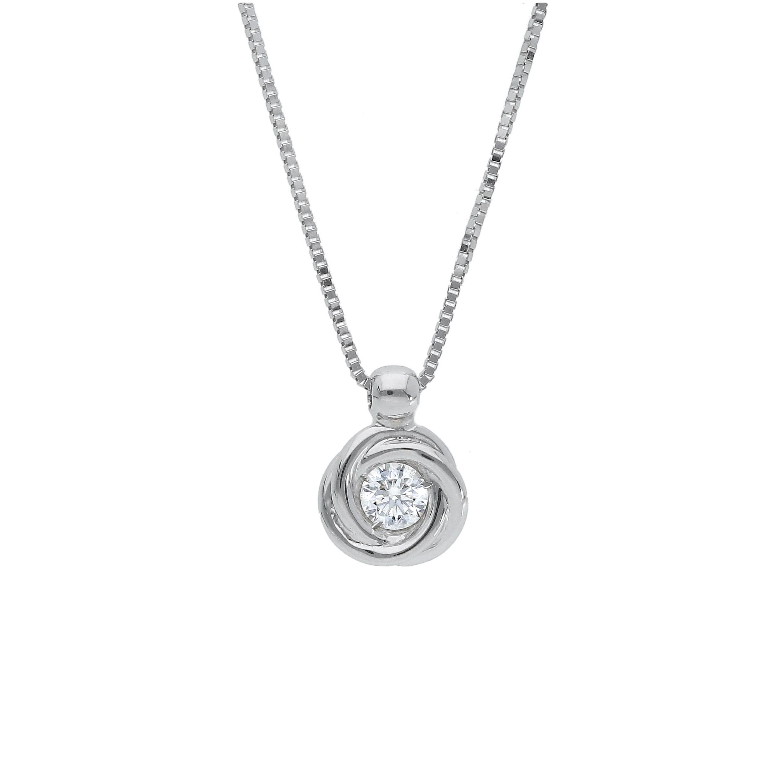 Girocollo Abeni in oro bianco con diamante punto luce solitario