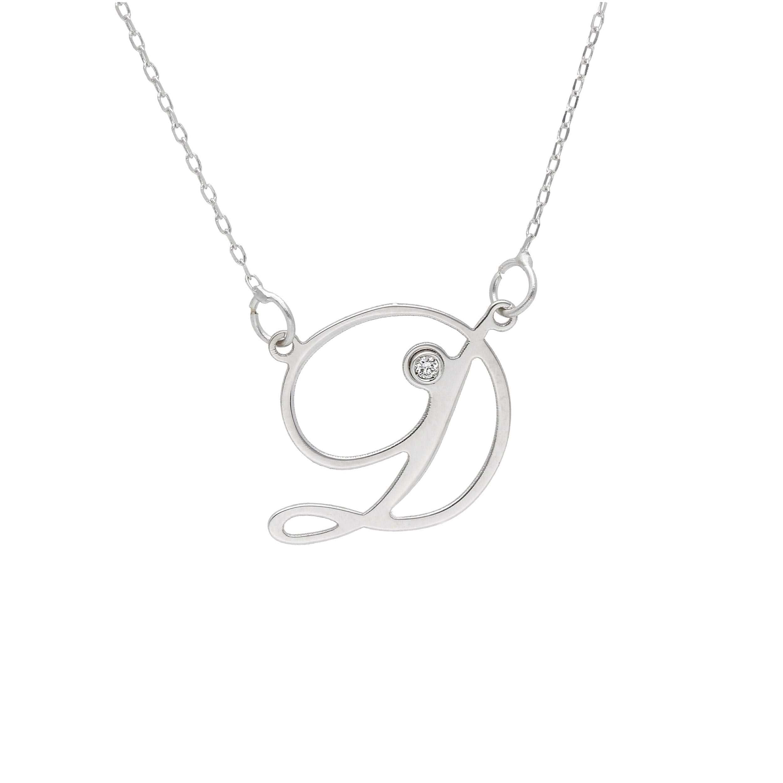 Girocollo Abeni in oro bianco 18K con lettera D e diamante naturale