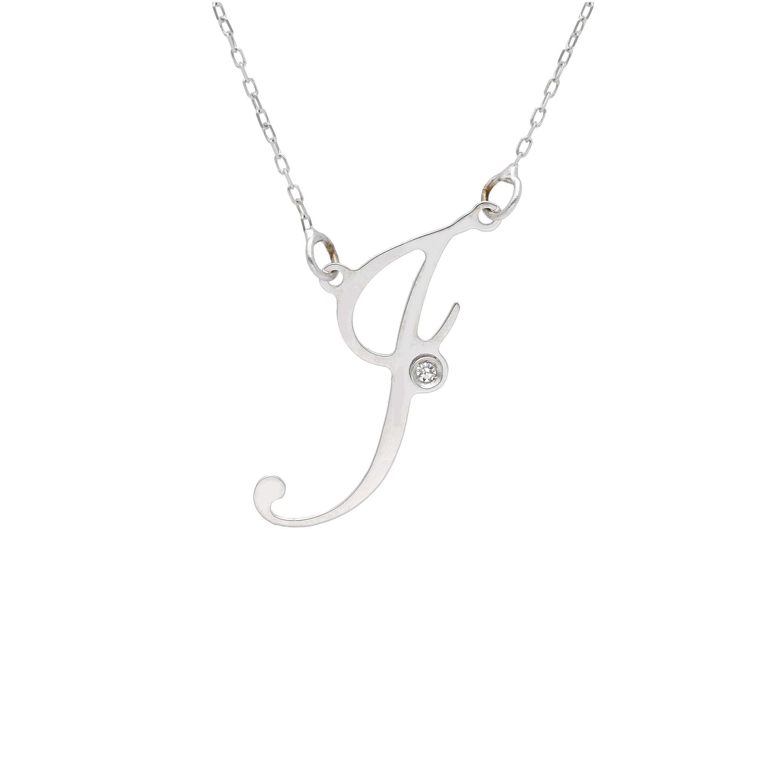 Girocollo Abeni in oro bianco 18K con lettera I e diamante naturale