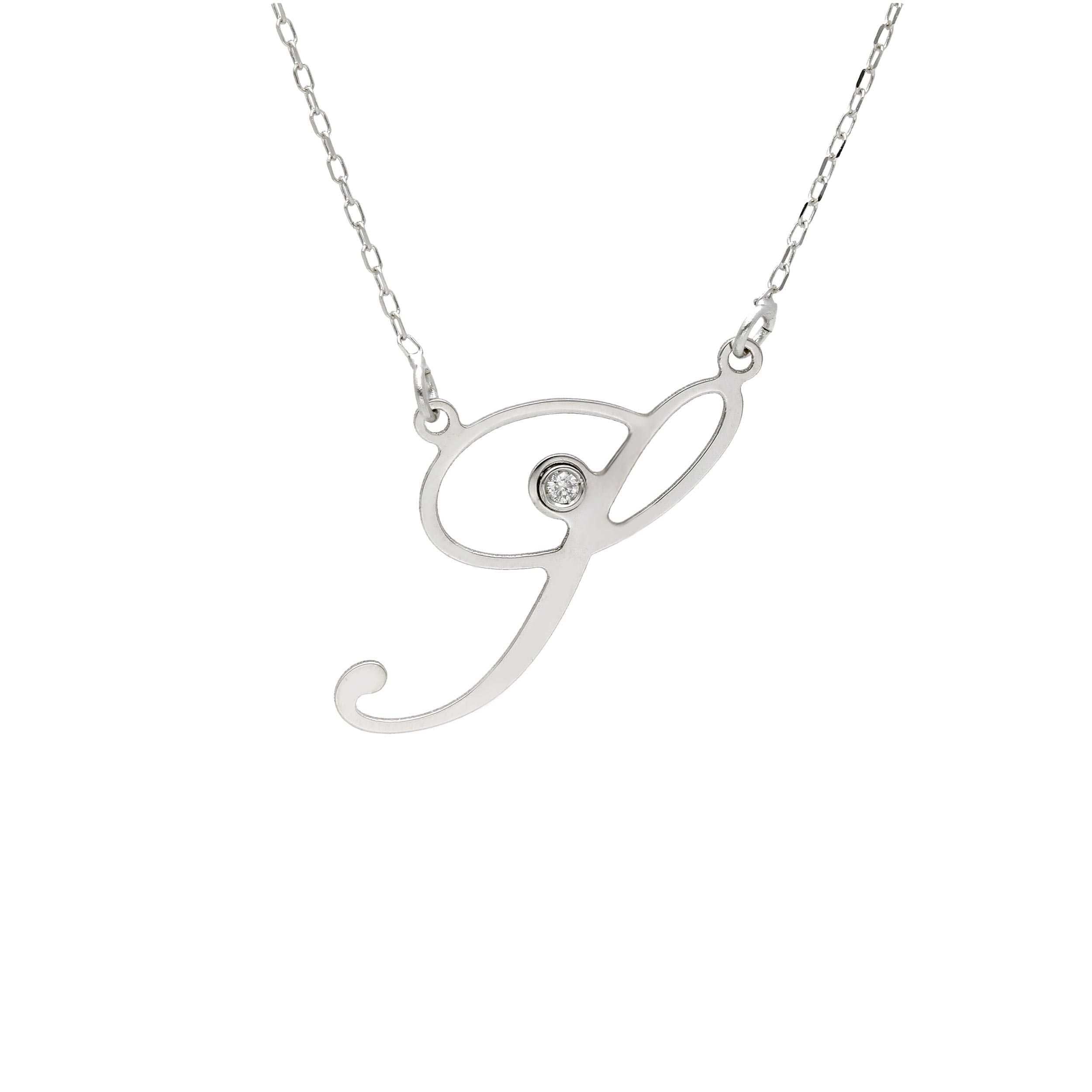 Girocollo Abeni in oro bianco 18K con lettera S e diamante naturale