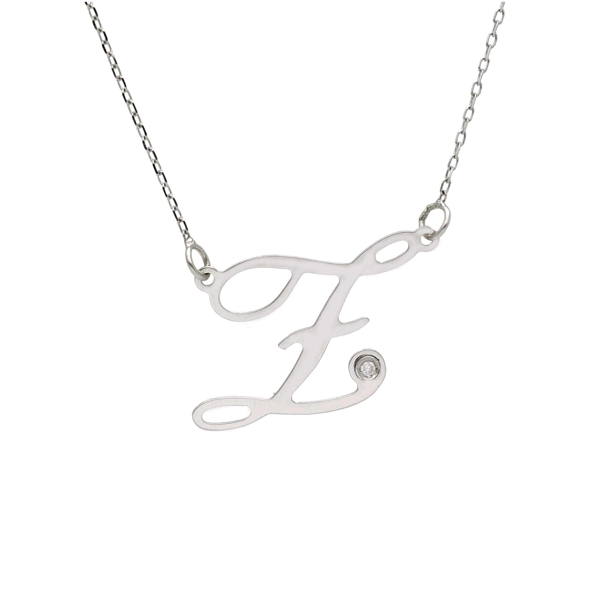 Girocollo Abeni in oro bianco 18K con lettera Z e diamante naturale