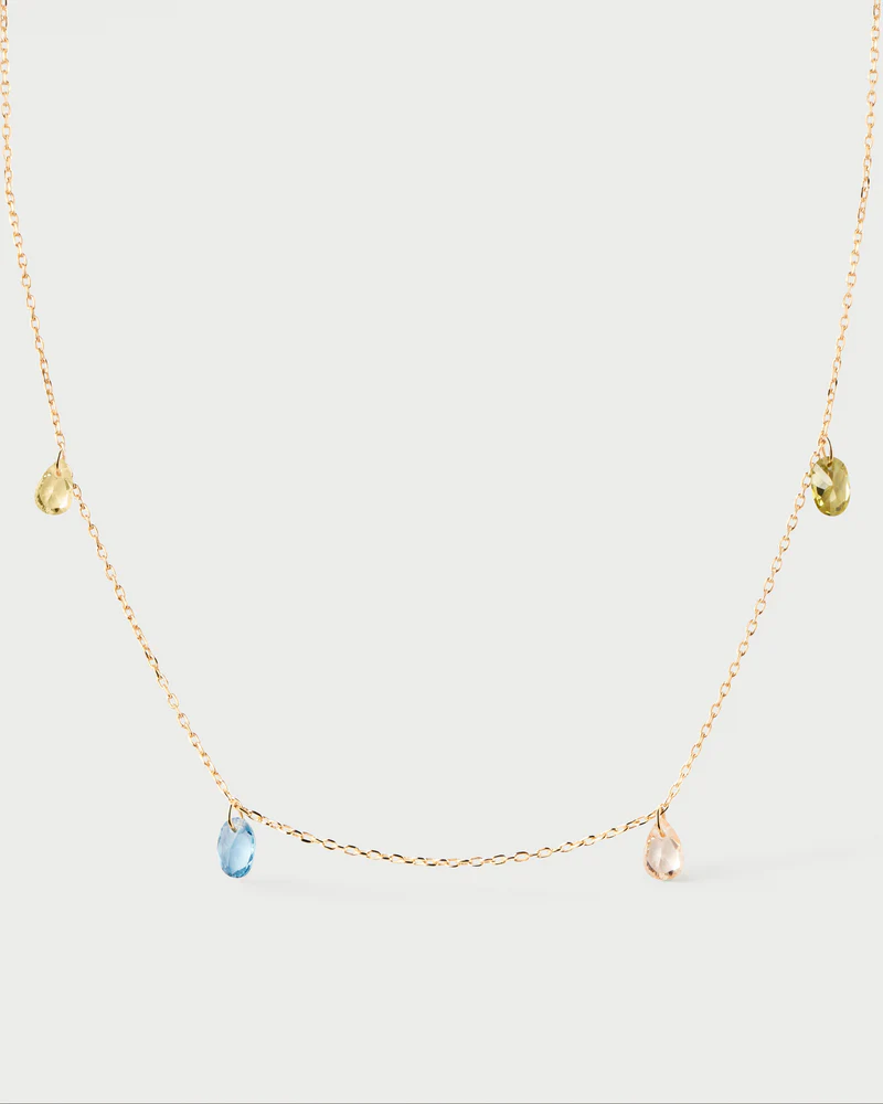 Collana PDIPAOLA in argento placcato oro con zirconi colorati