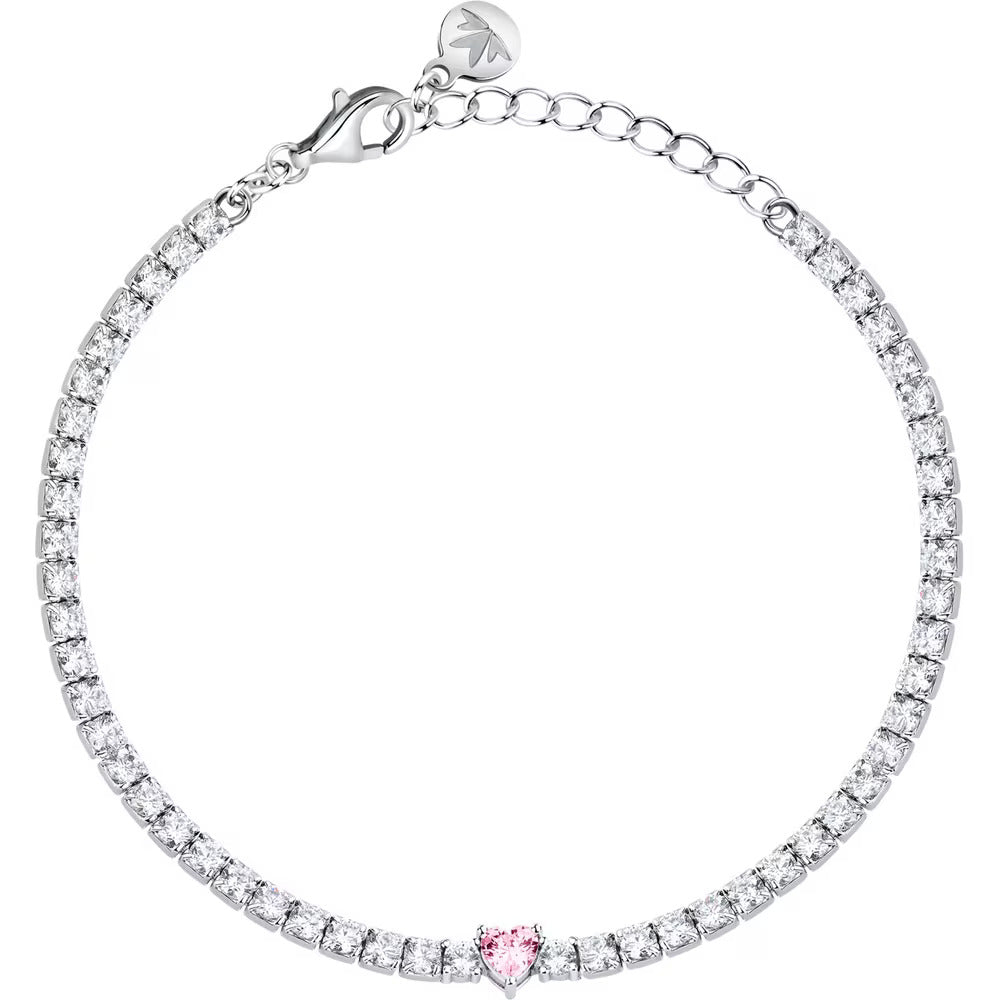Bracciale Morellato Infinito tennis in argento con zirconi rosa e bianchi