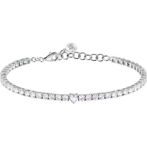 Bracciale Morellato Tesori tennis in argento con cuore e zirconi