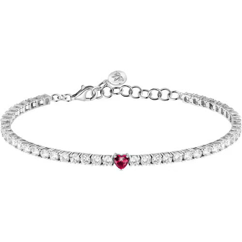 Bracciale Morellato Tesori tennnis in argento con zirconi bianchi e rossi