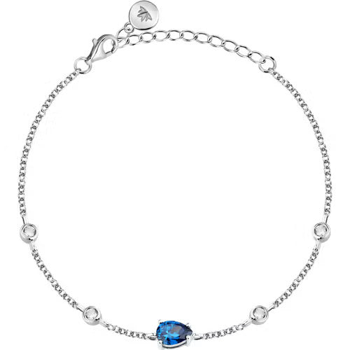 Bracciale Morellato Tesori in argento con pietra azzurra e zirconi