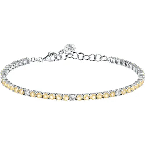 Bracciale Morellato Tesori tennis in argento con zirconi bianchi e gialli