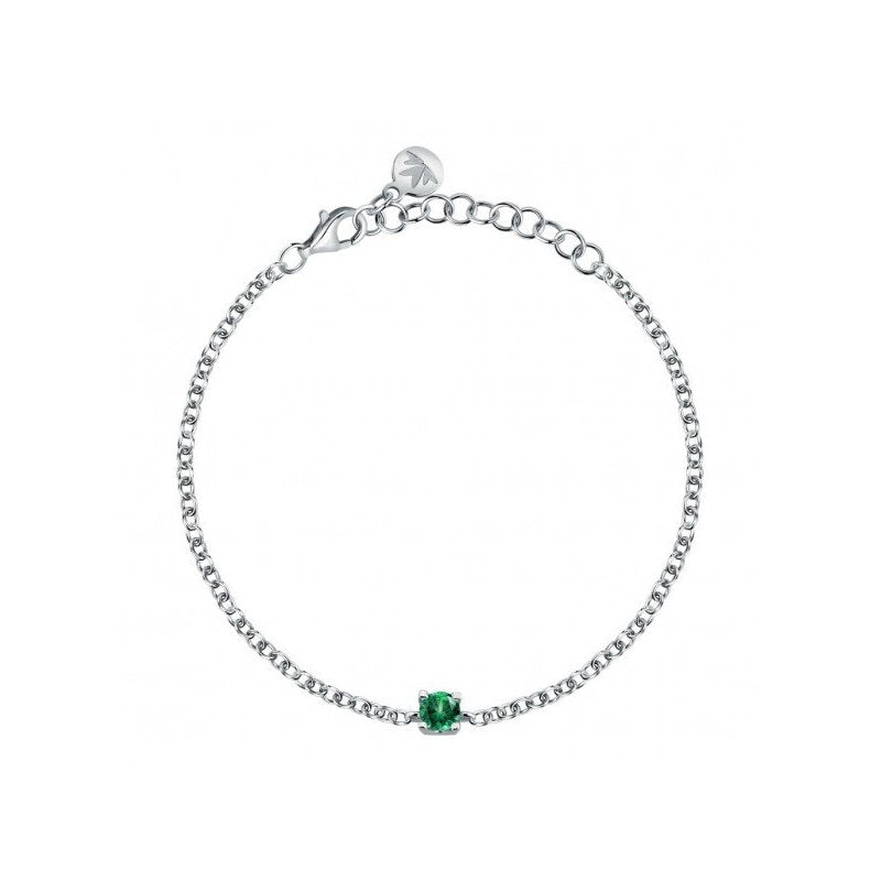 Bracciale Morellato Tesori in argento con zircone verde