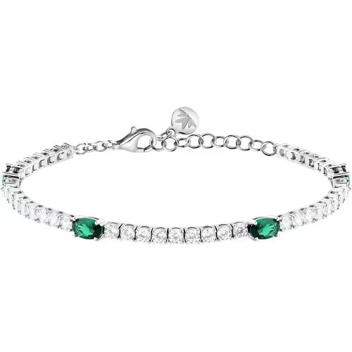 Bracciale Morellato Tesori tennis in argento con zirconi bianchi e verdi