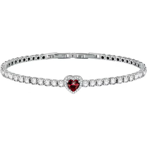 Bracciale Morellato Nobile tennis in argento con zirconi rossi e bianchi con cuore