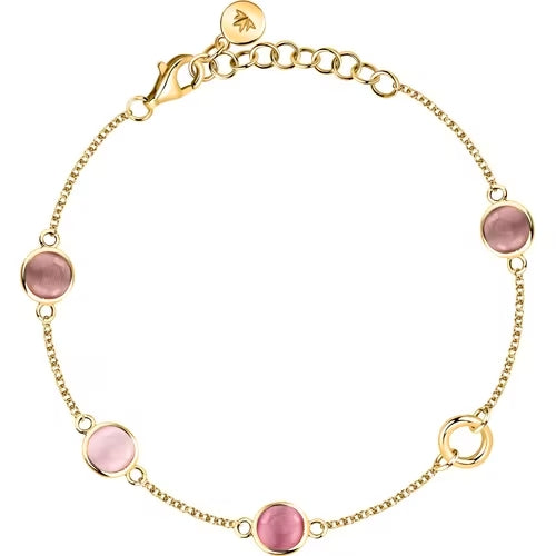 Bracciale Morellato Venezia in argento laminato giallo con pietre rosa