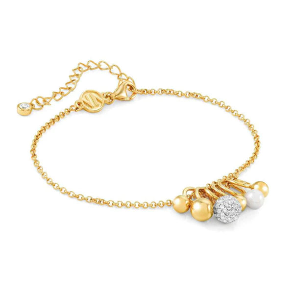 Bracciale Nomination in argento laminato giallo con zirconi e perle