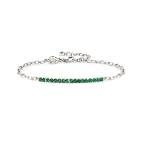 Bracciale Nomination in argento con zirconi verdi