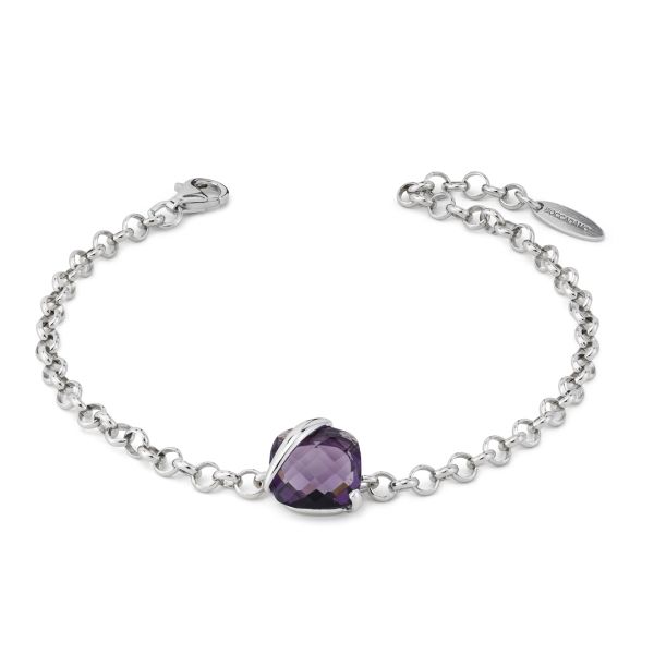 Bracciale Boccadamo in argento morbido con cristallo ametista