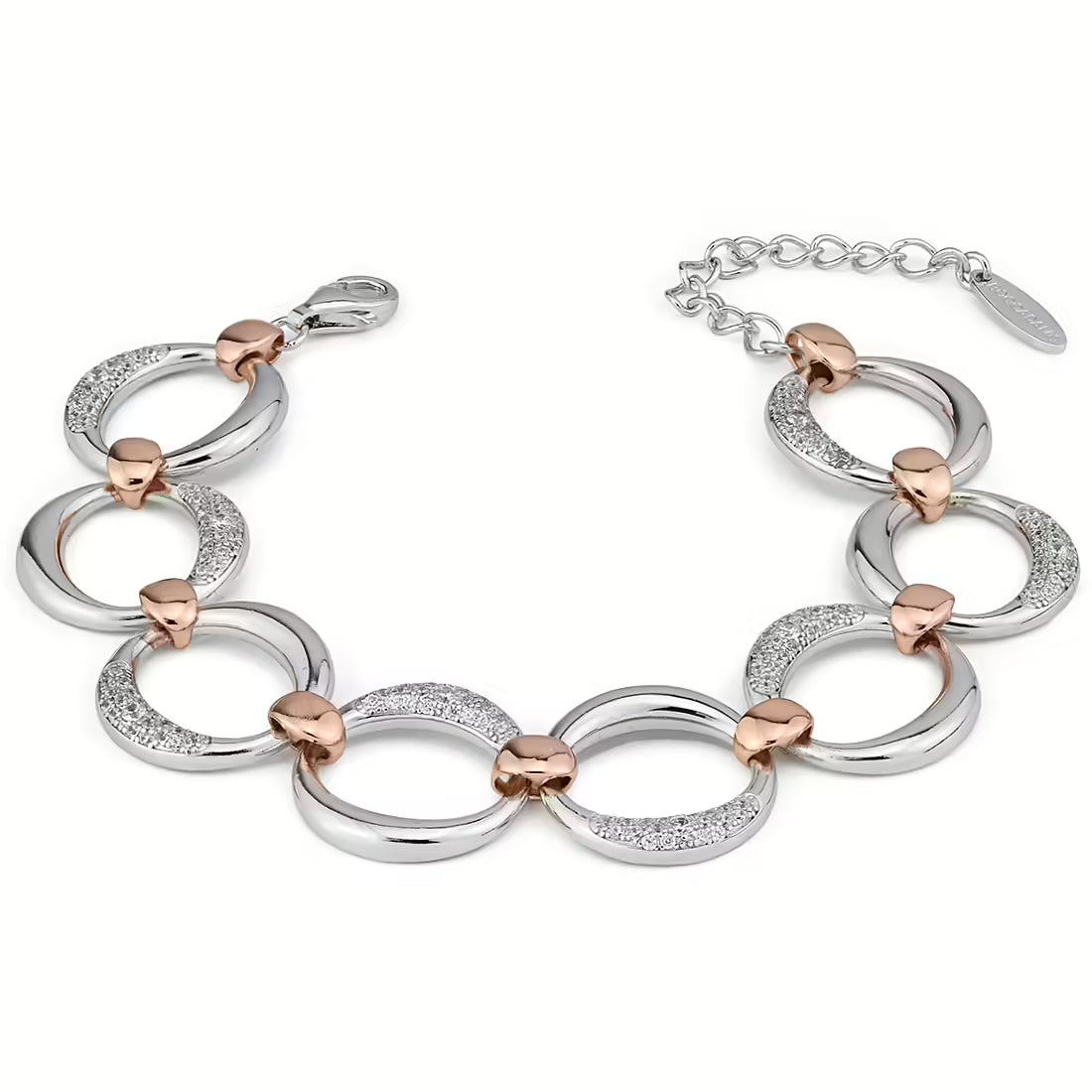 Bracciale Boccadamo in argento bicolore con pavè di zirconi