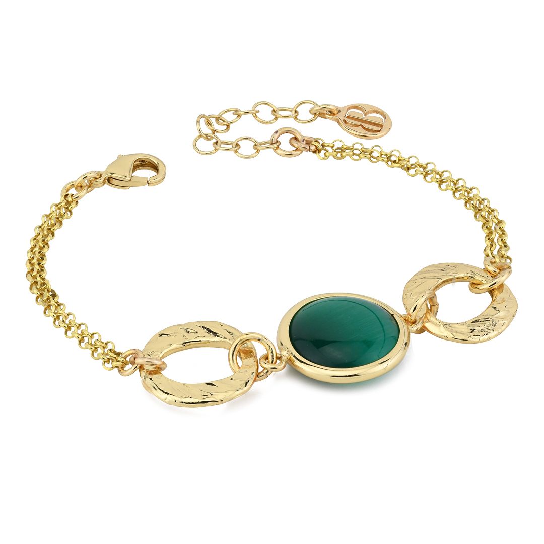 Bracciale Boccadamo placcato oro giallo con cristallo verde scuro