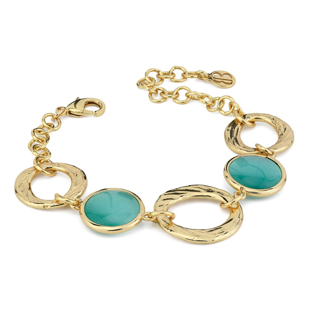 Bracciale Boccadamo placcato oro giallo con cristalli verde acqua