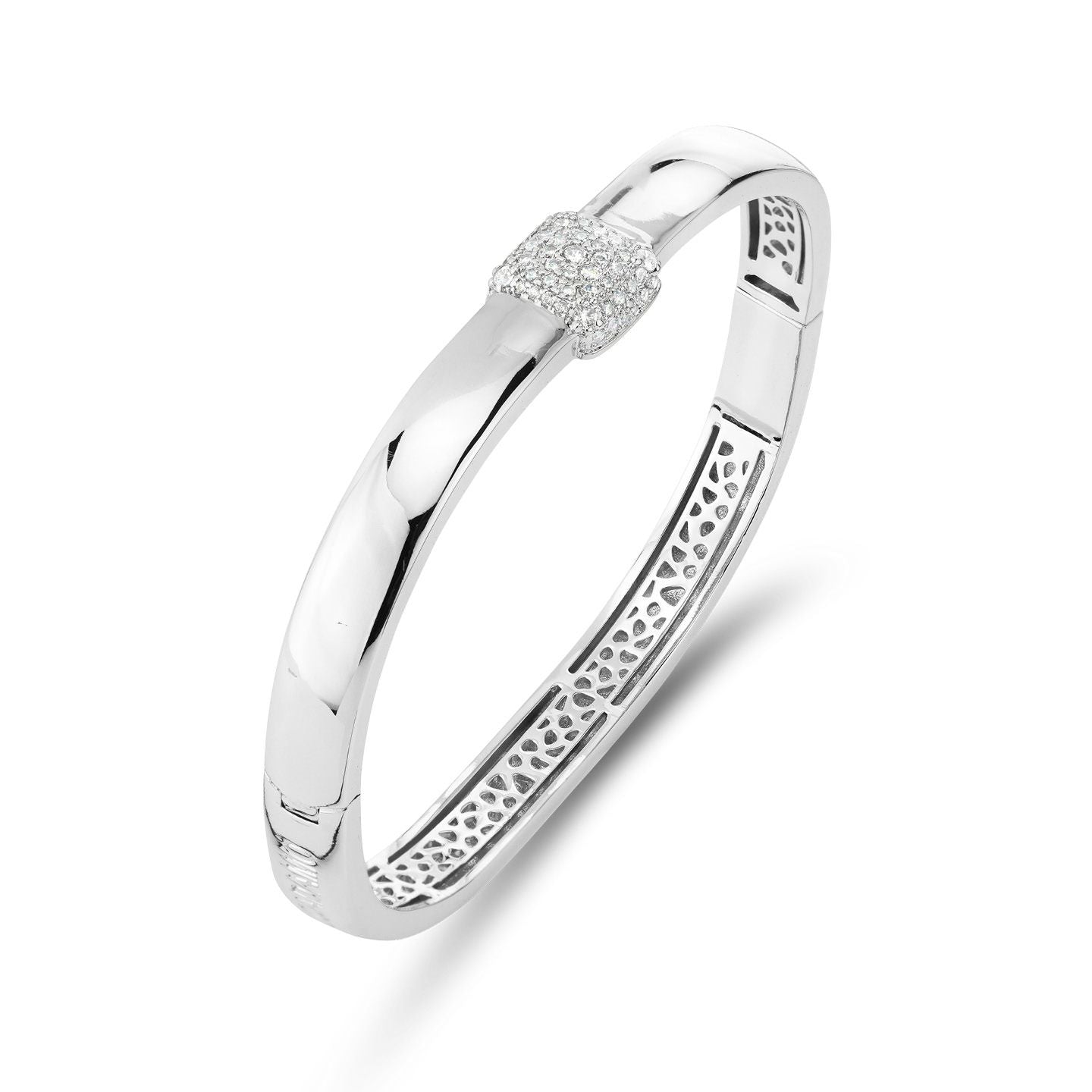 Bracciale Boccadamo rigido con centrale quadrato di zirconi