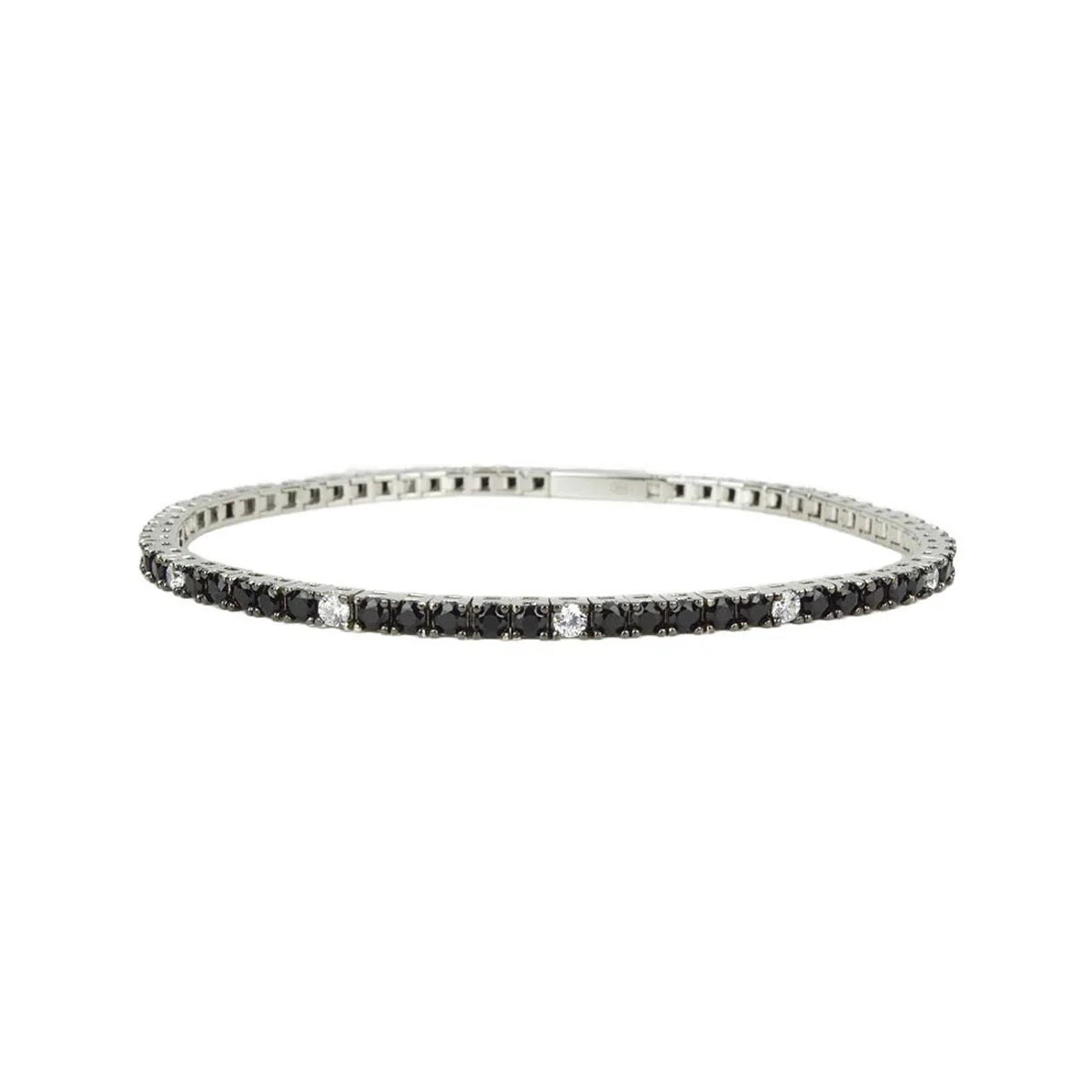 Bracciale Zancan tennis in argento con zirconi bianchi e neri misura 20