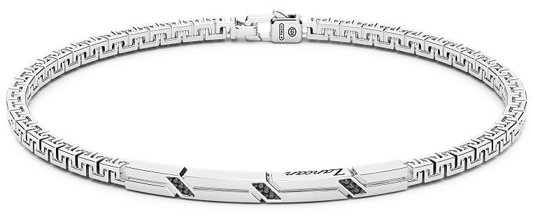 Bracciale Zancan in argento con targa e pietre nere