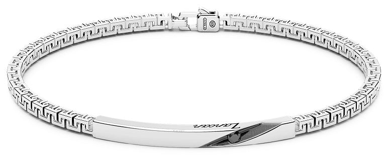 Bracciale Zancan in argento con targa e pietre nere