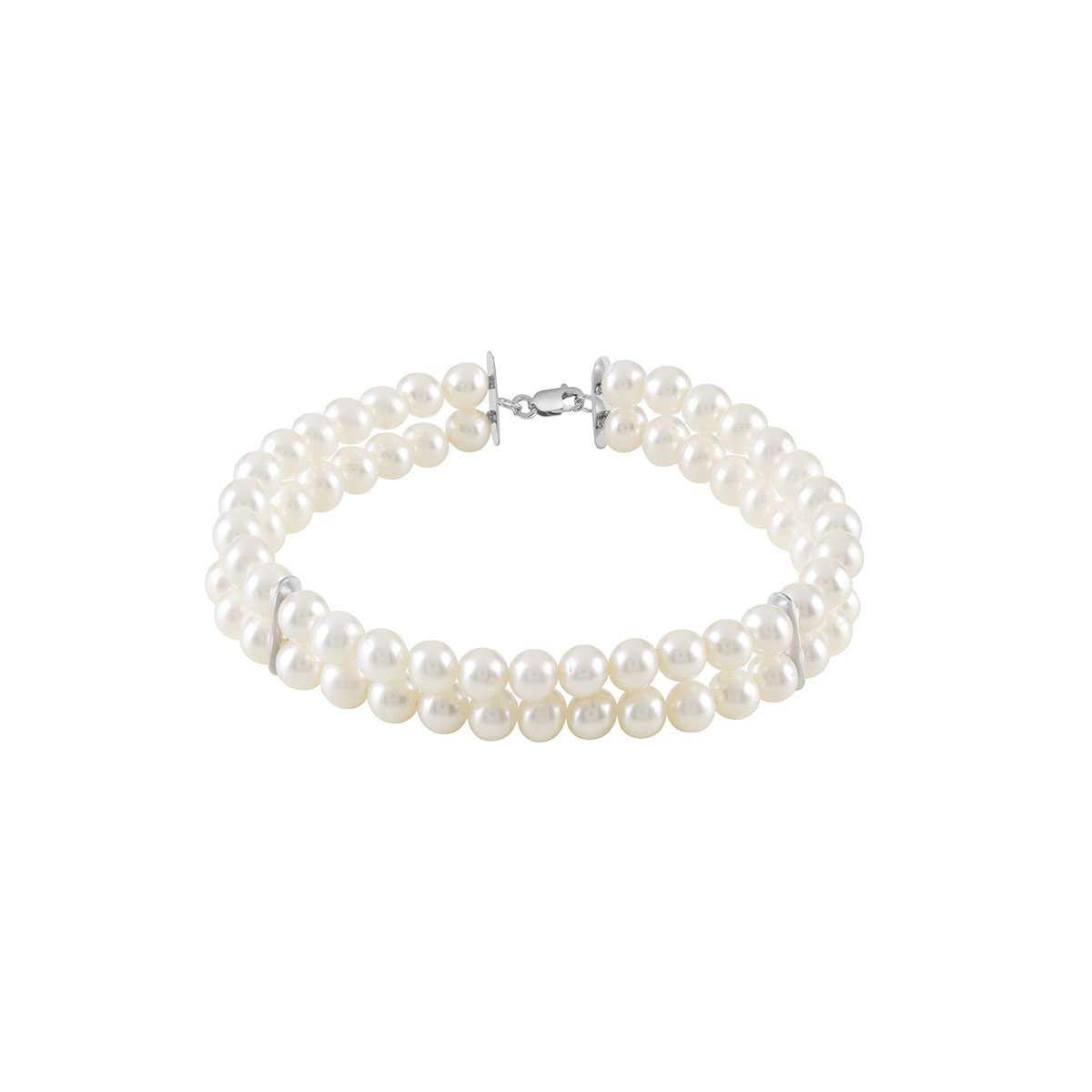 Bracciale Bliss Paradise in oro bianco con tre giri di perle