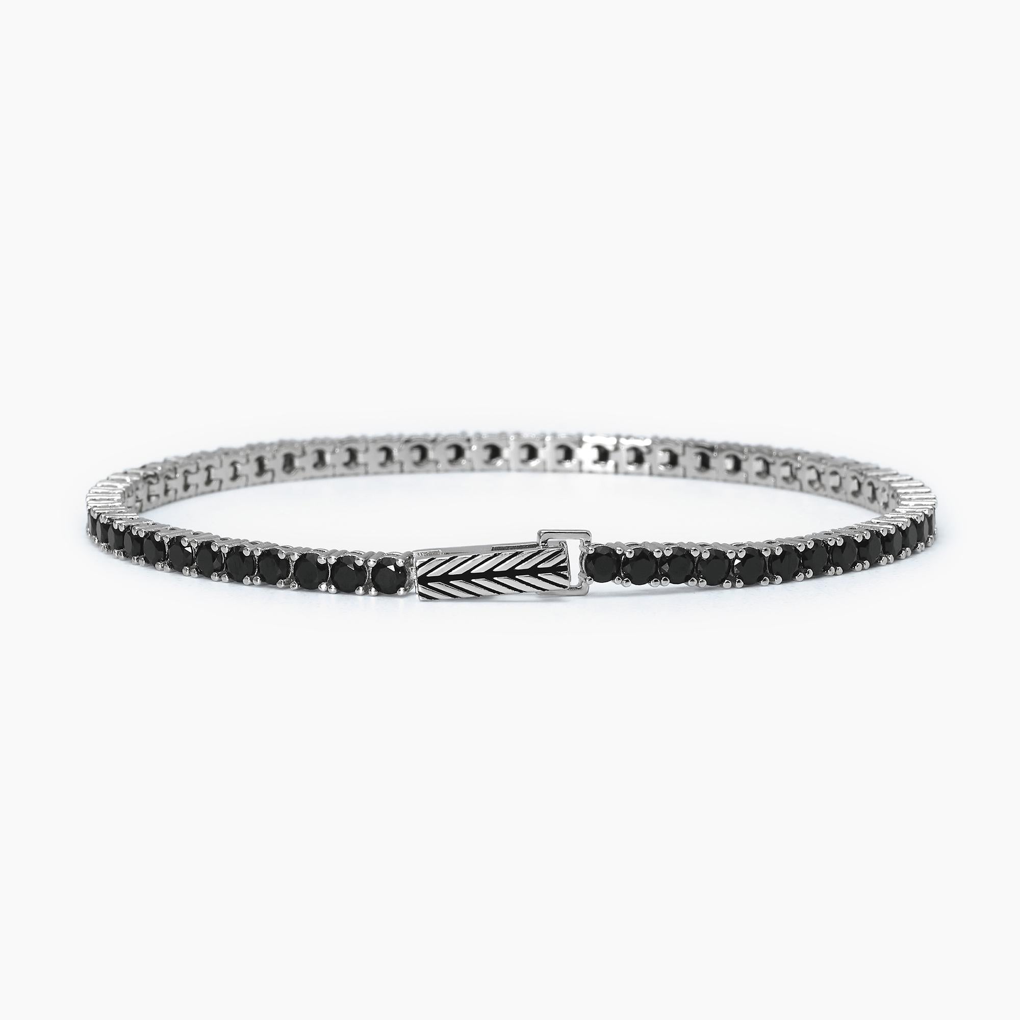 Bracciale Mabina tennis in argento con zirconi neri