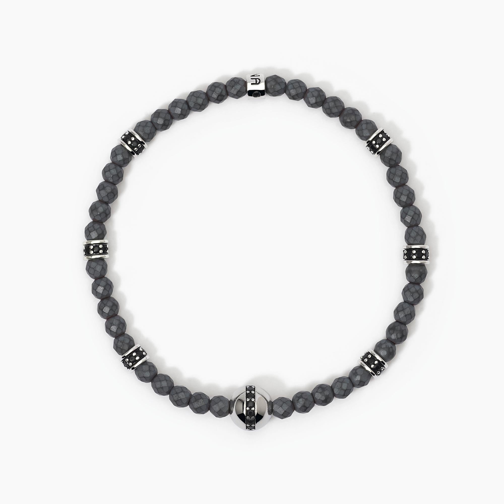 Bracciale Mabina in argento con ematite e cristalli neri
